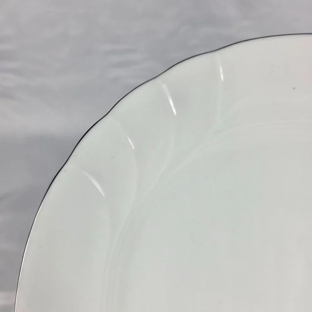 TWO Mikasa Wedding Band Platinum Salad Plates Swirled Platinum Trim